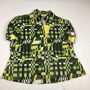 Jamie Sadock Womens Cropped Golf Shirt Printed Cotton Short Sleeve Top Small